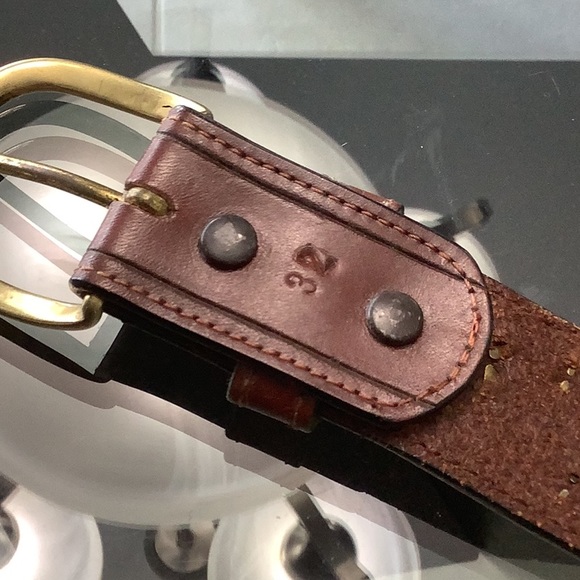 Brass studded leather belt. - Picture 4 of 4